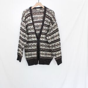 Vintage Christopher Hayes Oversized Button Front Fair Isle Cardigan Large